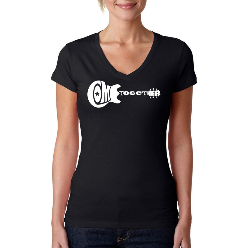Camiseta De Cuello En V Word Art Para Mujer - C... image number null
