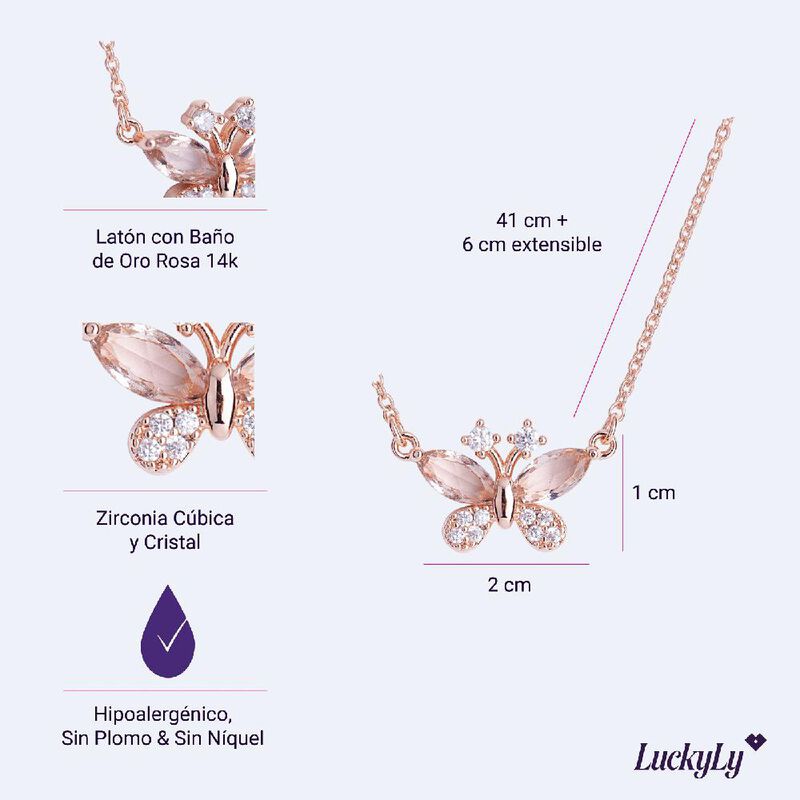 Collar Mujer Dije Cristal Y Zirconias, Joyer&iacute;a ... image number null