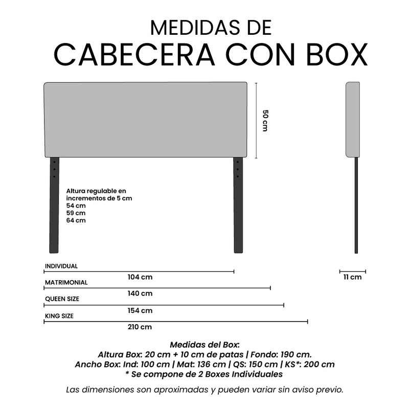 Cabecera King Size Trinity Ventur Con Box Gris image number null
