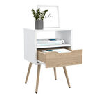 Buró Alesio, Blanco y Beige, con Patas en Mader... Buró Alesio, Blanco y Beige, con Patas en Madera y un Cajón