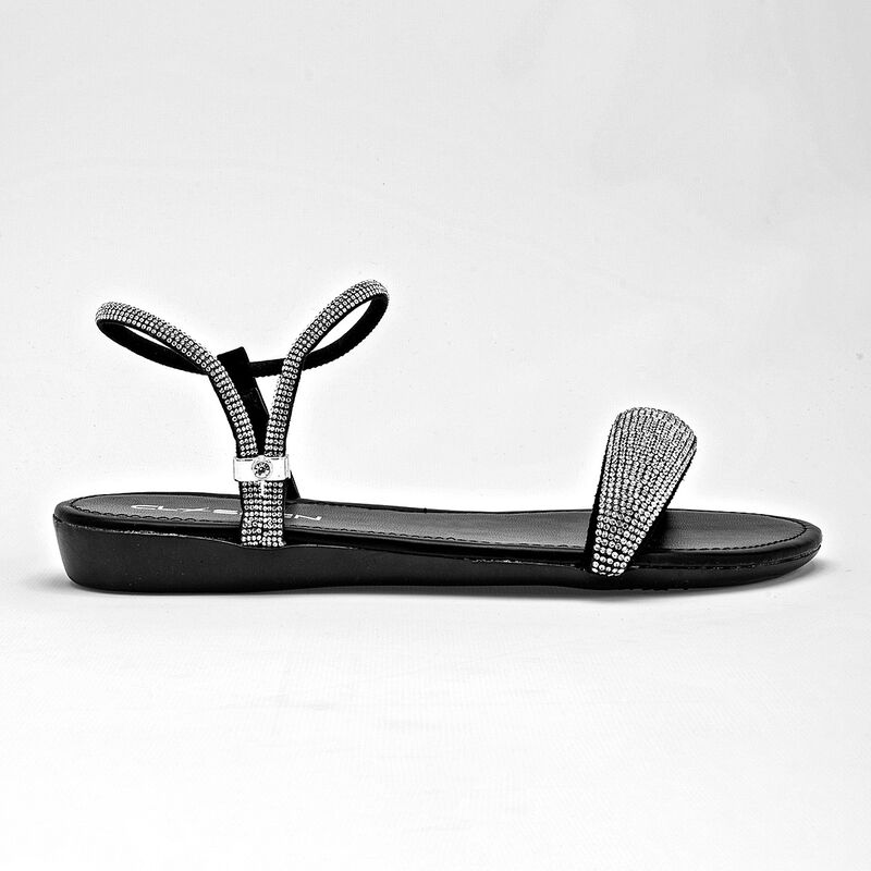 Clasben sandalia piso para mujer plata negro co... image number null