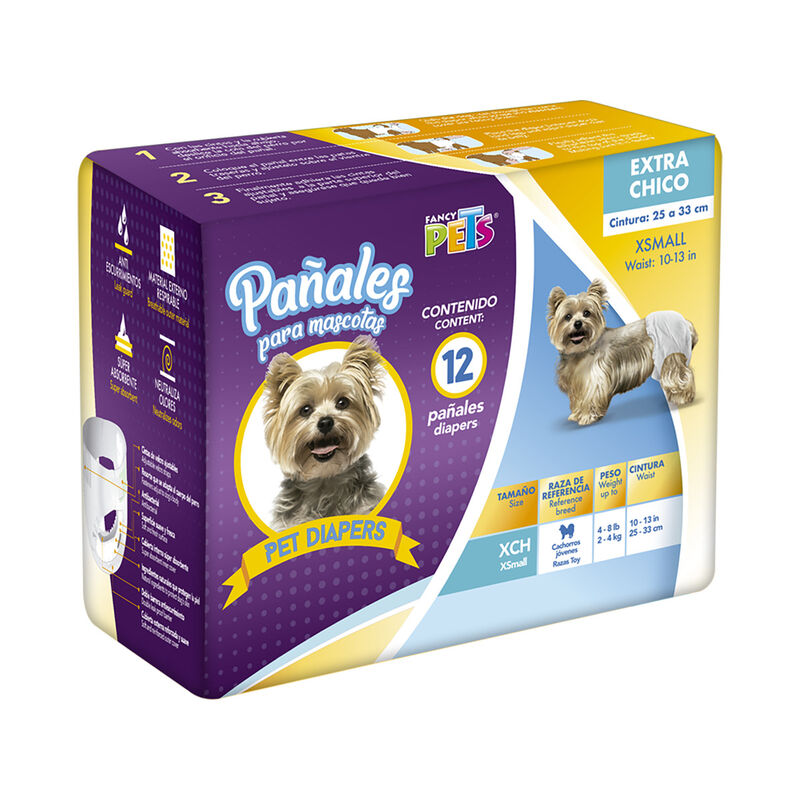 Fancy Pets Pa&ntilde;ales Extra Chico Para Perro - 12 ... image number null