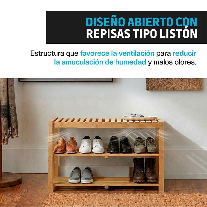 Zapatera de Madera de Bamb&uacute; Multiusos 3 Niveles... image number null