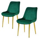 Set 2 Sillas Comedor Tapizadas Terciopelo Elegantes Verde
