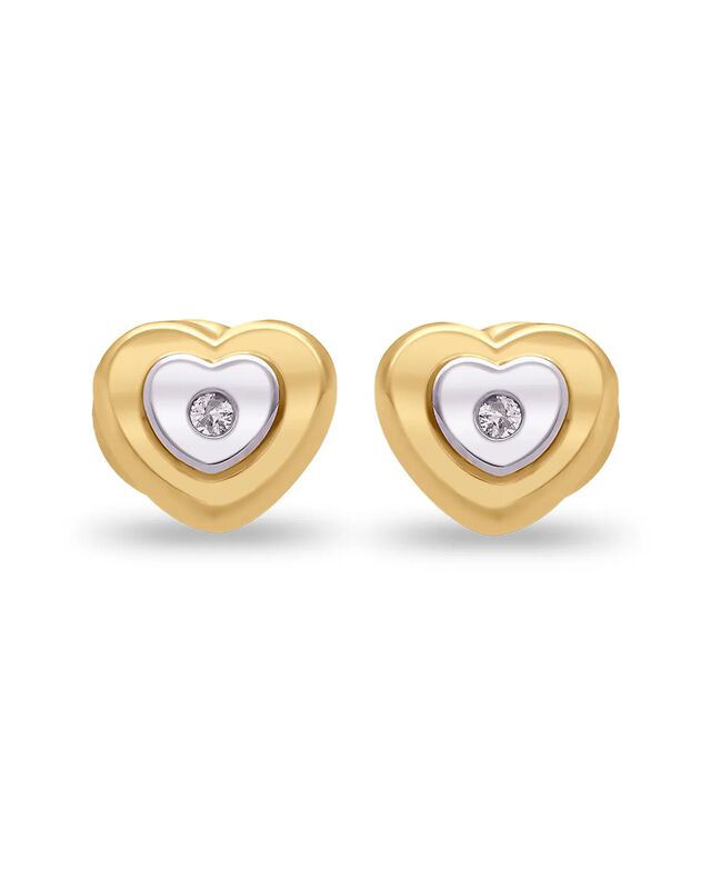Broqueles De Corazon En Oro Amarillo Y Blanco 1... image number null