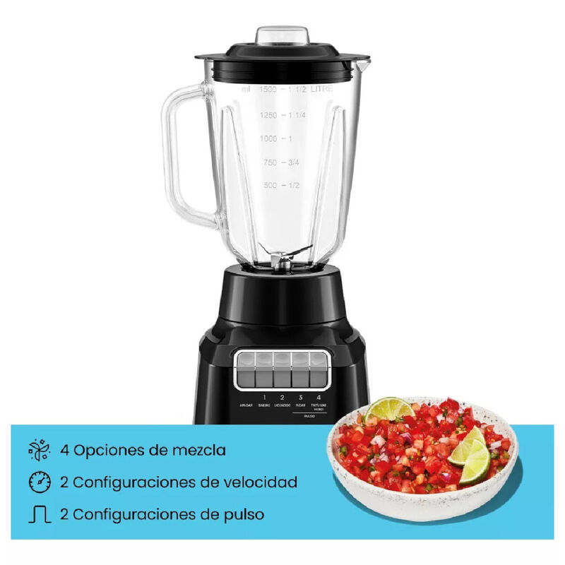 Licuadora Chefman Vaso de vidrio 3 Vel. 1.5 Lts... image number null