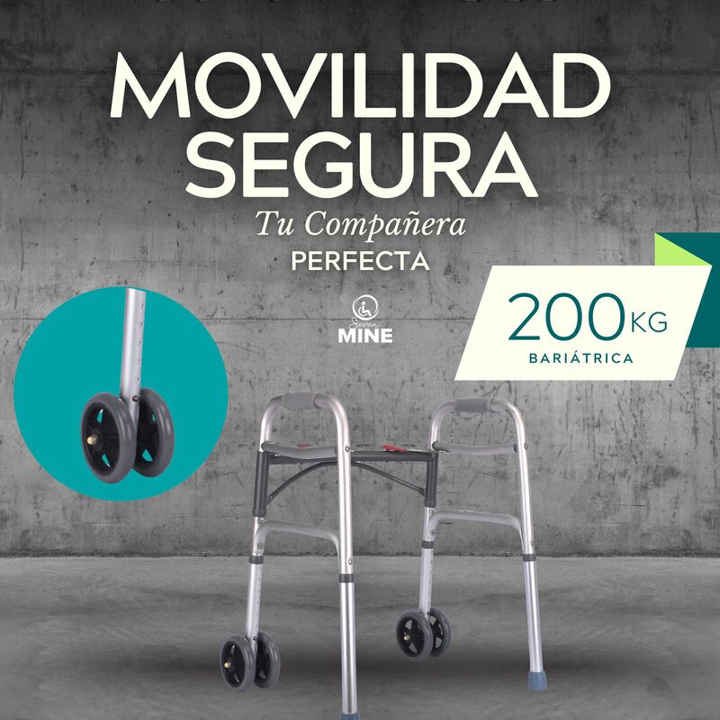 Andadera Bari&aacute;trica Soporta 200 KG Con Llantas ... image number null