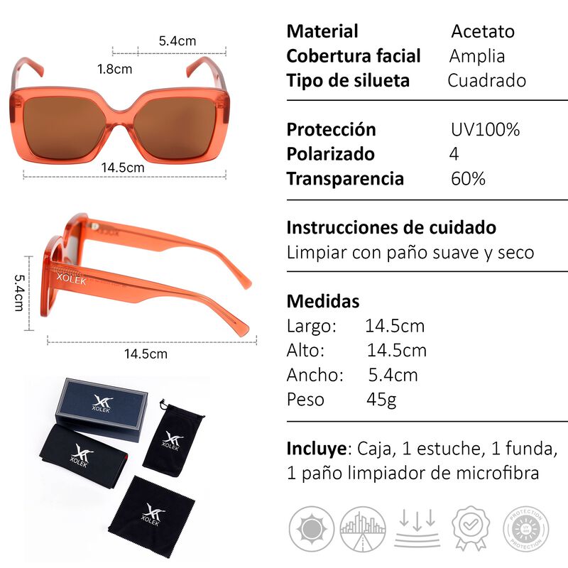 Lentes De Sol Xolek 111 Glam Acetato Retro Uv P... image number null