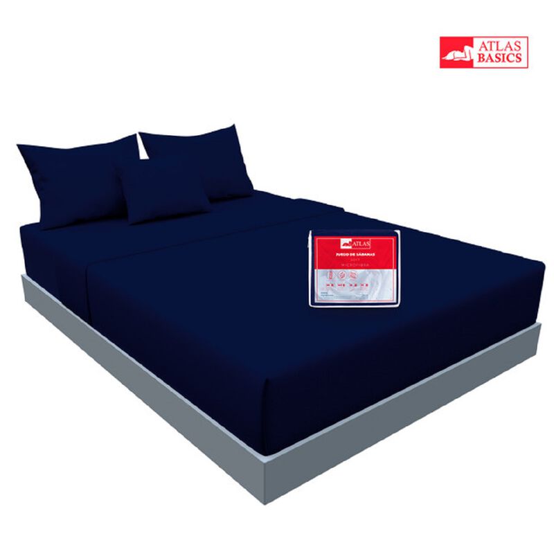 Juego de S&aacute;banas Soft Queen Size Marino Atlas d... image number null