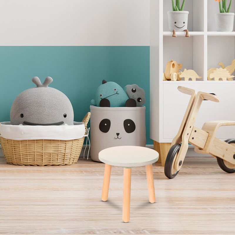 Banquito de Madera para Ni&ntilde;os- Redondo - Blanco... image number null