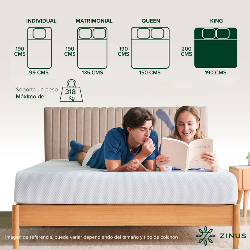 Zinus |  Colch&oacute;n King Memory Foam 20 Cm Sue&ntilde;o F... image number null