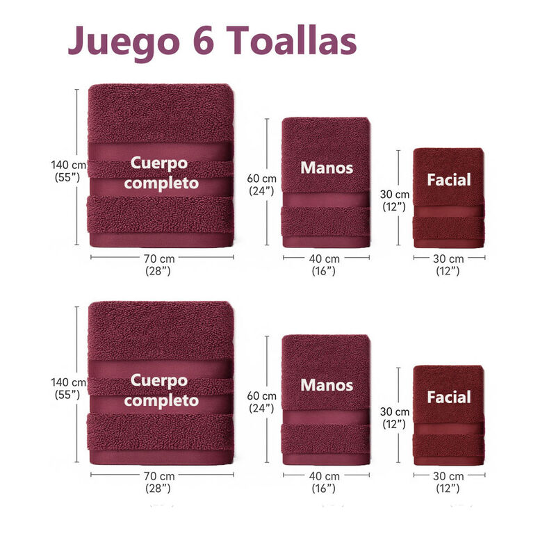 Juego de 6 Toallas de Microfibra Suaves y Absor... image number null