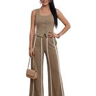 Conjunto 2 Piezas Pantalon Y Top Malabis Conj-0194 Cafe Elegante