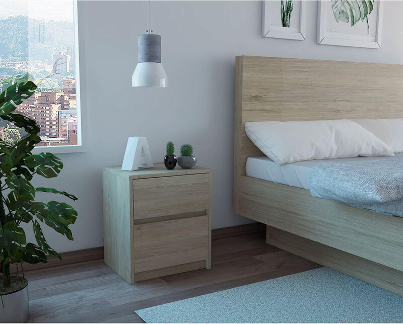 Bur&oacute; Ozzan Beige y Blanco Con Dos Cajones Virtu... image number null