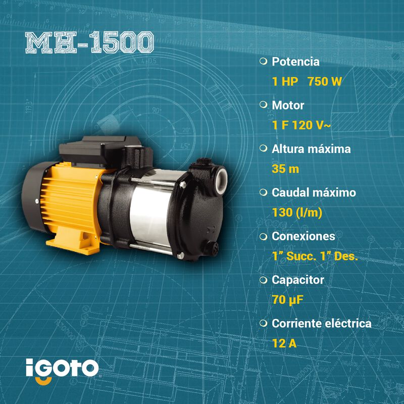 Bomba Centrifuga Multietapas 1hp Mh1500 Igoto C... image number null
