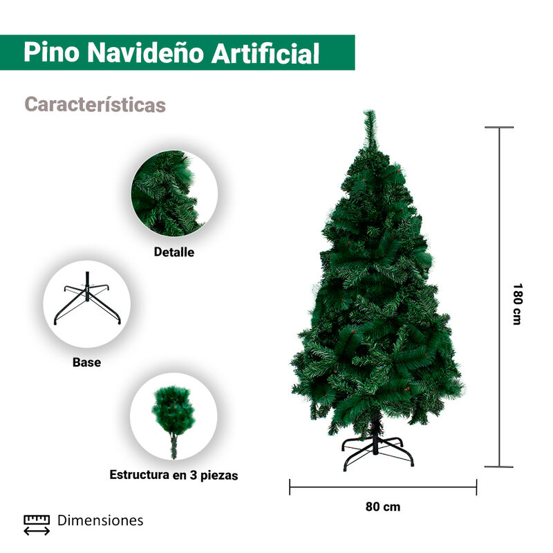 &Aacute;rbol Navide&ntilde;o Pino Artificial Tupido 180 Cm Al... image number null