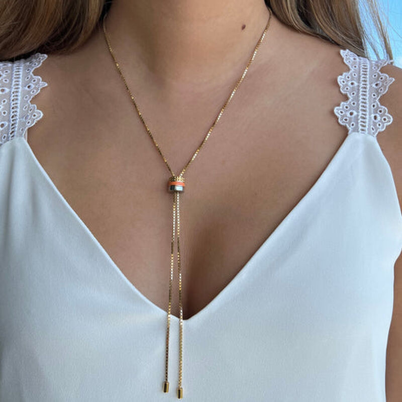 COLLAR DE TUBO BOLO WEWA COLOR NARANJA CON ZIRC... image number null