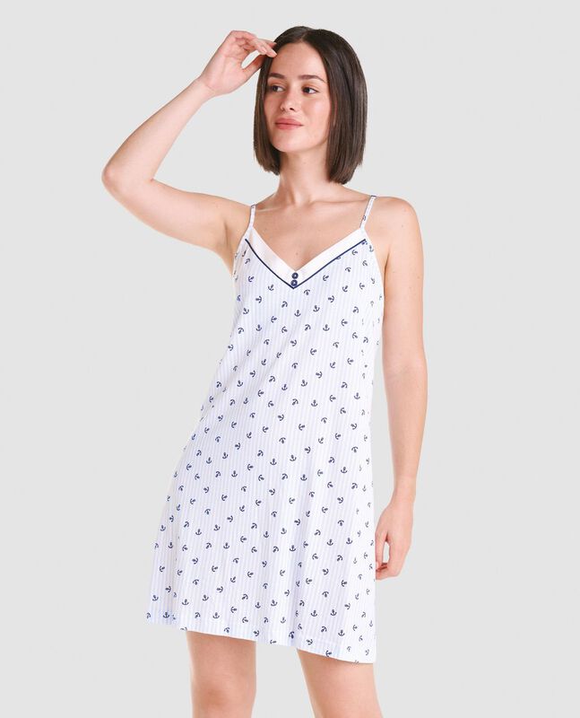 Camis&oacute;n de Tirantes con Estampado de Anclas Mar... image number null