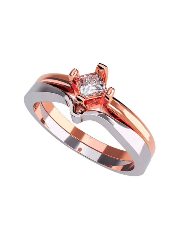 Anillo de Compromiso en Oro Rosa 14K con Circon... image number null