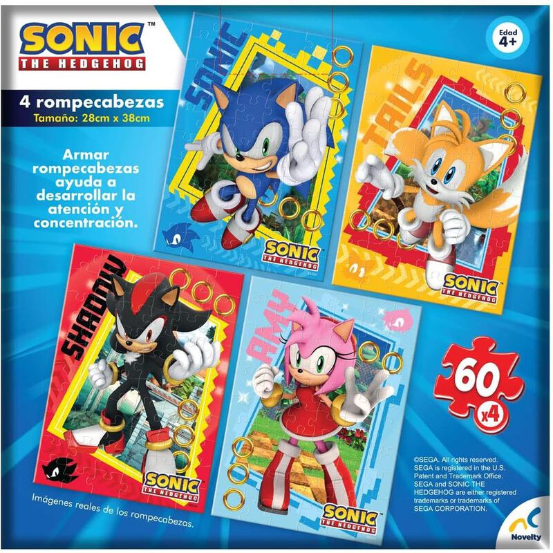 Rompecabezas Sonic 4 En 1 con 12 Piezas Cada Un... image number null
