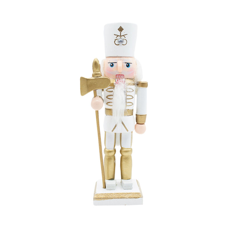 Set 4 Cascanueces De Madera 13cm Blanco Y Dorad... image number null