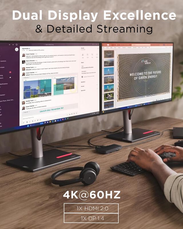Base De Viaje Usb-c Con Doble Pantalla Para Len... image number null