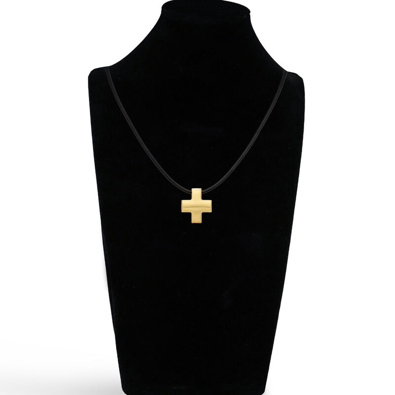 Dije Cruz Oro Amarillo 14k Con Caucho 17 Mm | B... image number null