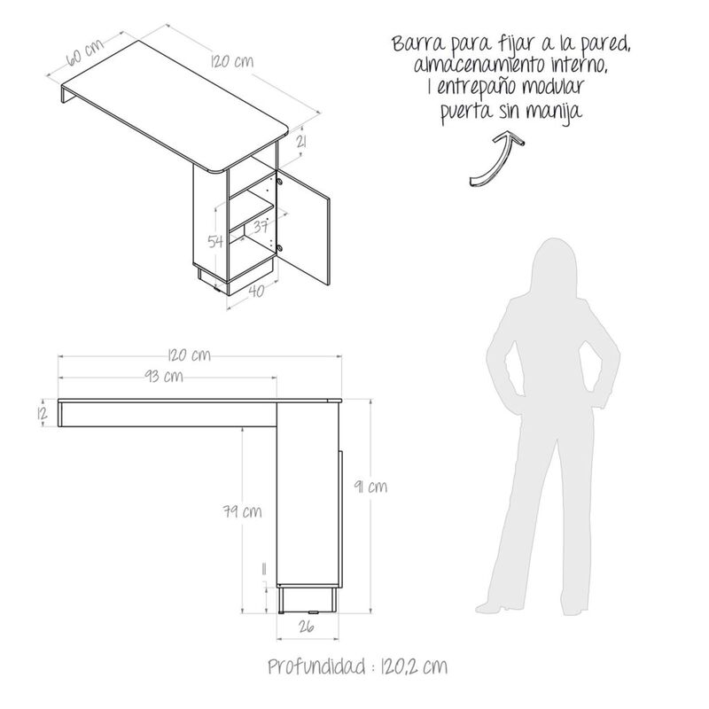 Barra  Desayunador Mila con Repisas Organizador... image number null