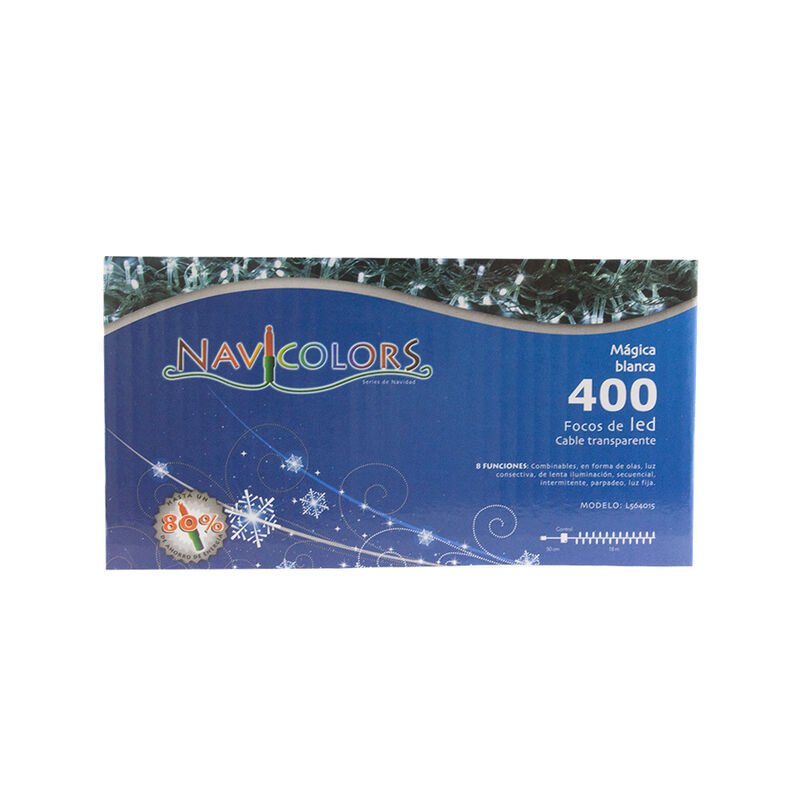 Serie de luces Navide&ntilde;a 400 LED luz blanca 8 fu... image number null