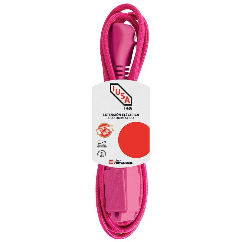 Extensi&oacute;n El&eacute;ctrica Trenzada Iusa, Color Rosa, ... image number null