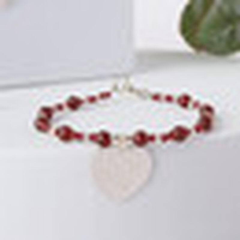Pulsera Querer de Granate Natural y Coraz&oacute;n de ... image number null
