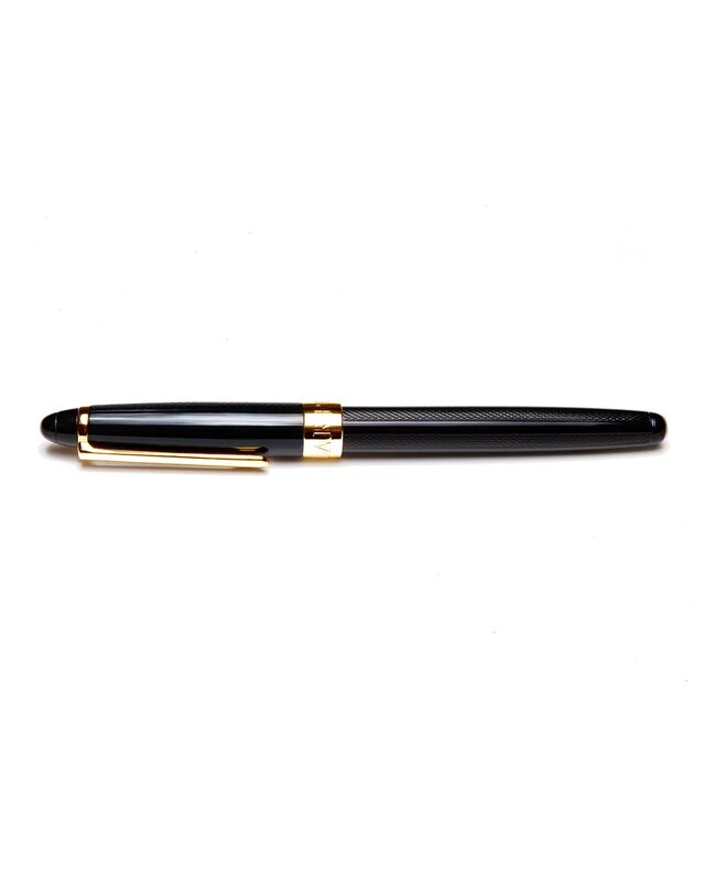 Pluma Bizzarro Negra Con Dorado-tinta Azul Gua-... image number null