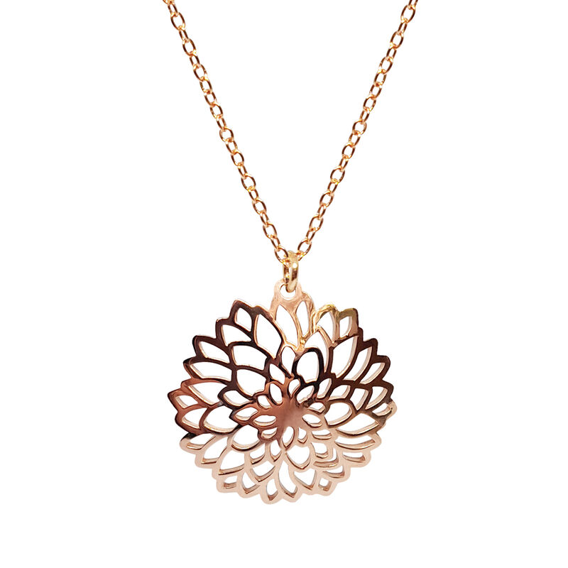 Dije Dalia de plata con ba&ntilde;o de oro rosa y cade... image number null