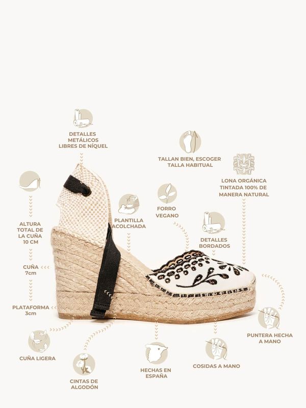 Romero Cu&ntilde;a Alta Lona Bordada Negra image number null