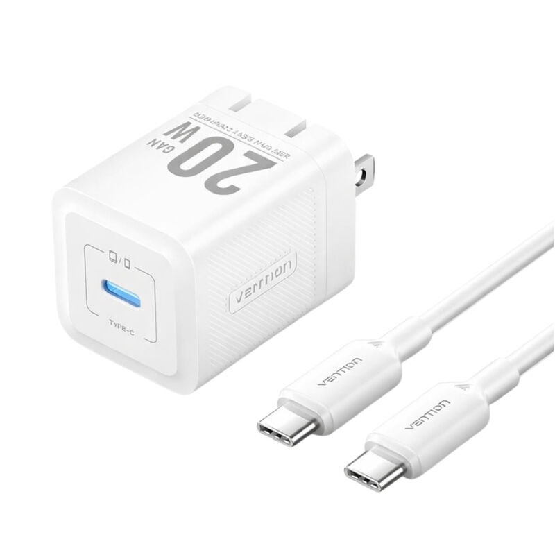 Cargador Turbo USB-C VENTION GaN de 20W Blanco ... image number null