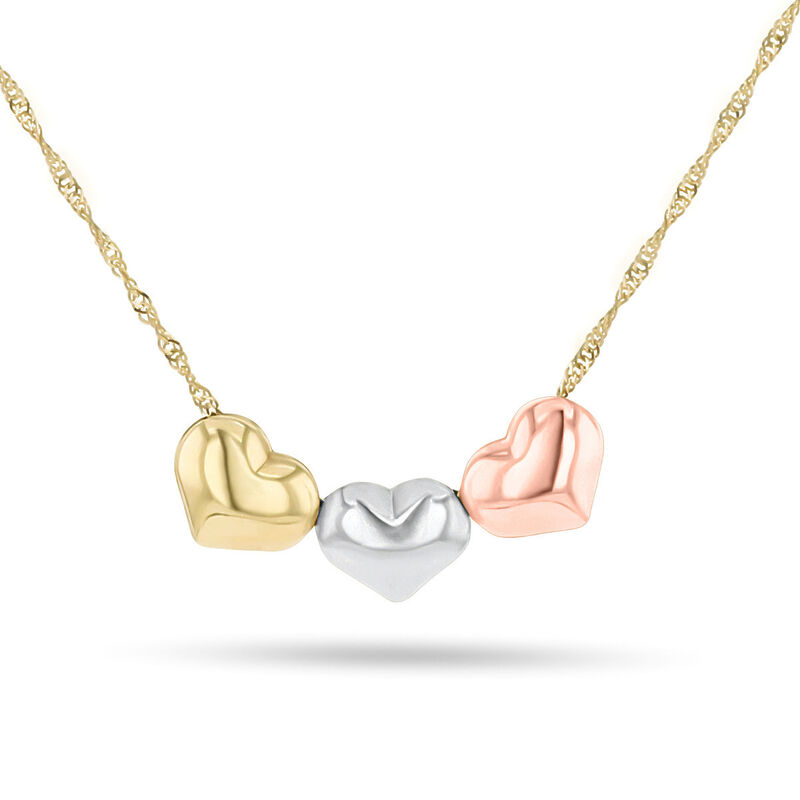 Gargantilla De Oro Florentino 14K Con Corazones... image number null