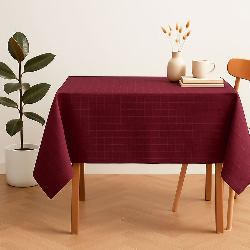 Mantel Vino Cuadros 2.50 m Mesa Cuadrada  100% ... image number null