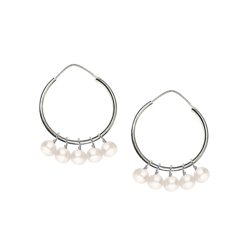 Arracadas de plata con 5 perlas cultivadas image number null