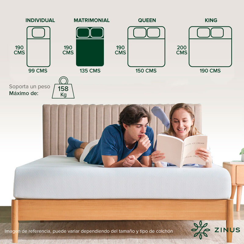 Zinus | Colch&oacute;n Matrimonial Memory Foam 15 Cm S... image number null