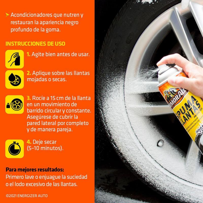 12 Espuma Limpieza Brillo Protecci&oacute;n Llantas Ar... image number null