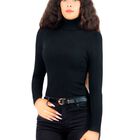 Su&eacute;ter De Dama Cuello Tortuga Acanalado Stretch Suet-1038 Negro Elegancia Y Comodidad