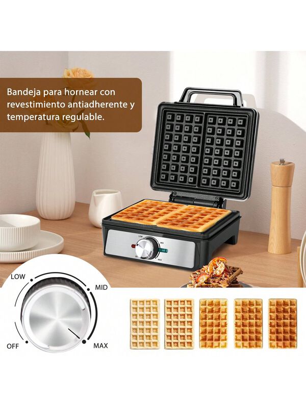 Waflera El&eacute;ctrica Antiadherente 4 Rebanadas Hac... image number null