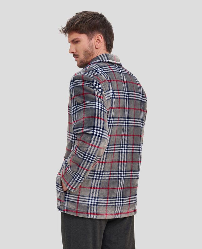 Bata con Cremallera a Cuadros en Gris Gris image number null