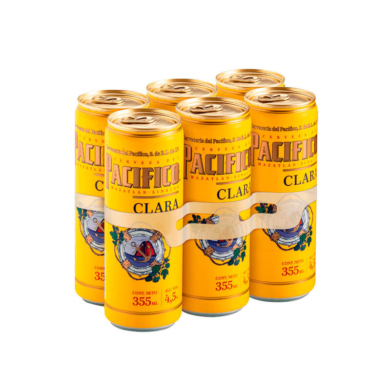 Cerveza Pacifico Clara Lata Six Pack 355 ml image number null