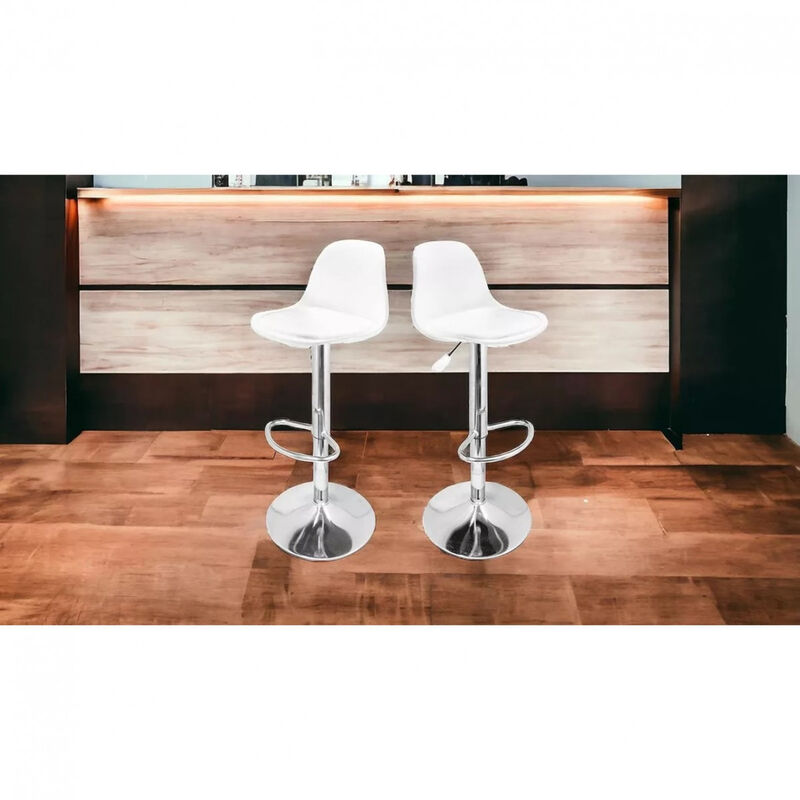 Set de 4 Sillas Altas Bar Giratorias Blancas image number null