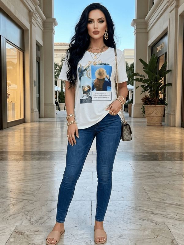 Blusa Casual Estampada Malabis Bl-1042 Blanco image number null