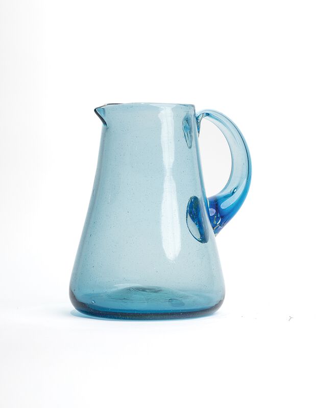 Jarra de Agua de Vidrio Soplado Azul Mediterr&aacute;n... image number null