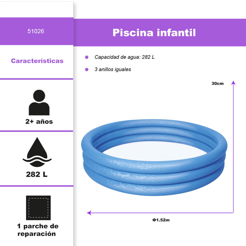 Alberca Inflable Infantil  3 Aros  Azul 152 Cm ... image number null