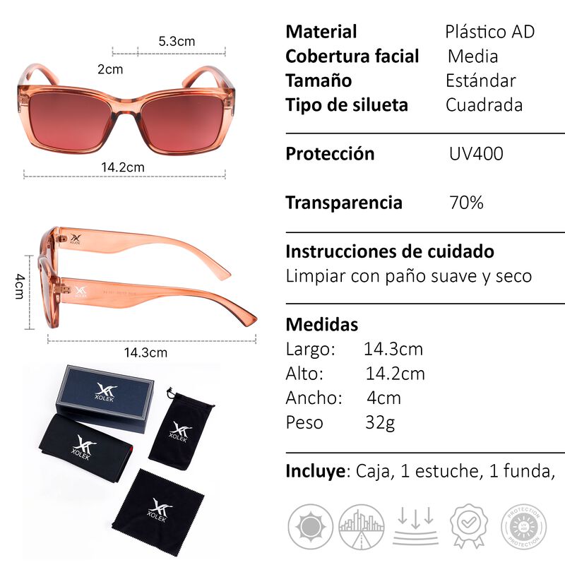 Lentes De Sol Xolek 155 Retro Cuadrado Rb Uv400... image number null