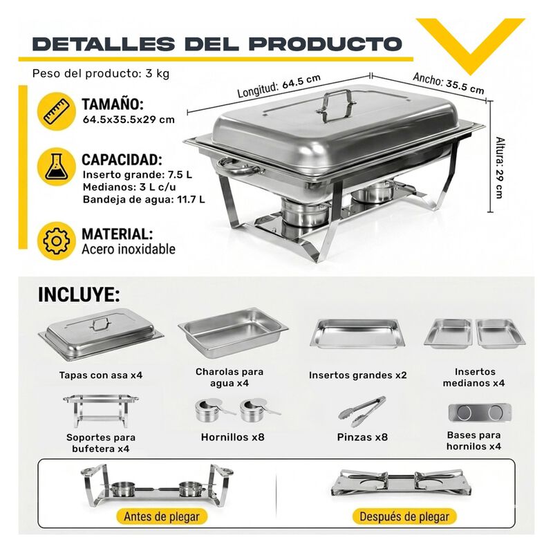 Bufetera Chafer 11l Kit 4 2 En 1 Acero Inoxidab... image number null
